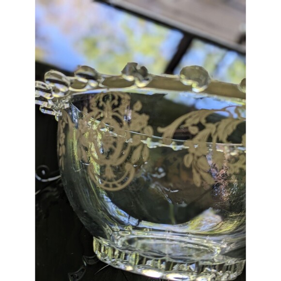 Heisey Lariat SilverOverlay “The Classic Butterfly” Vtg Glass Mayonnaise 7" Bowl - Picture 6 of 15